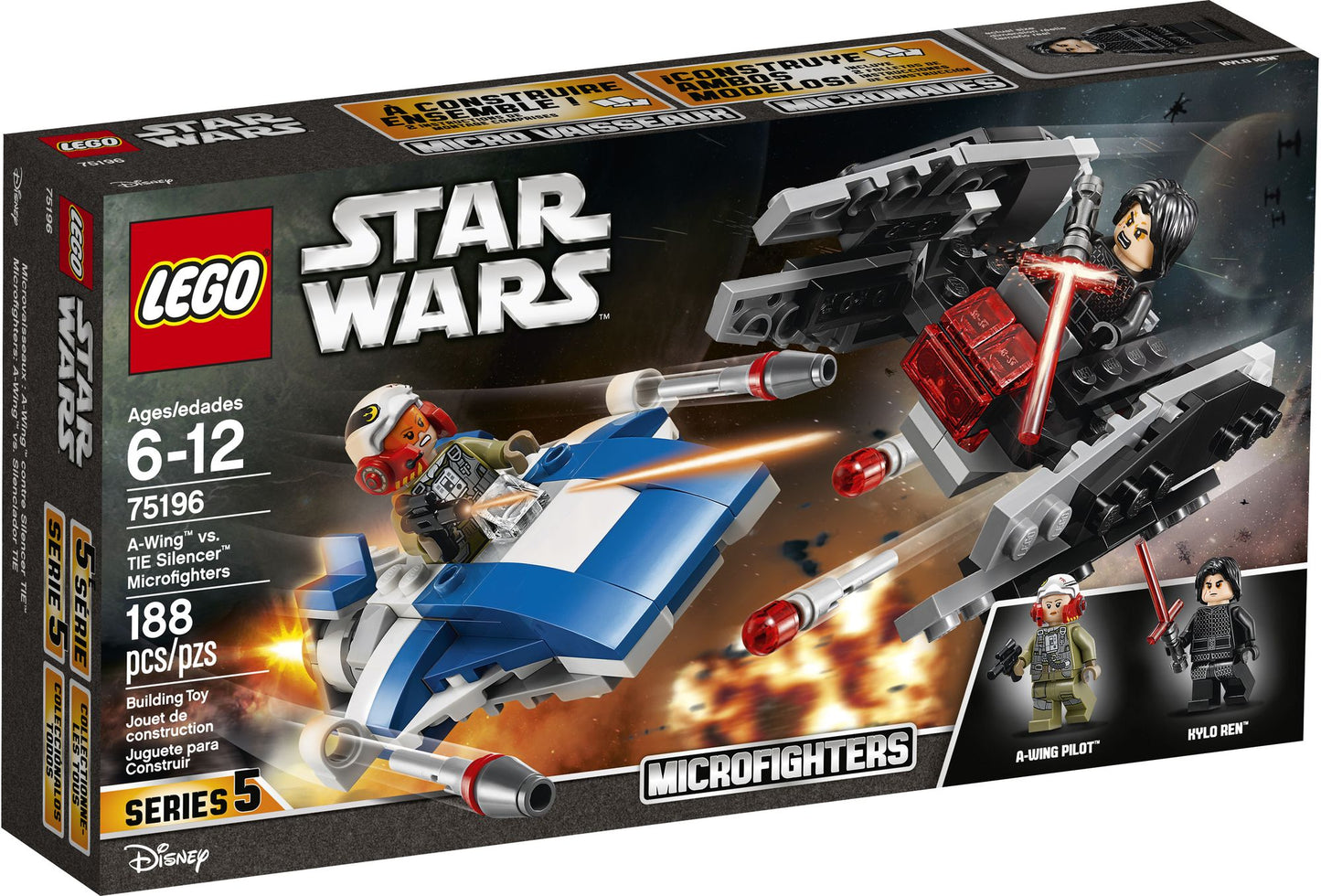 LEGO® Star Wars A-Wing vs. TIE Silencer Microfighters 75196