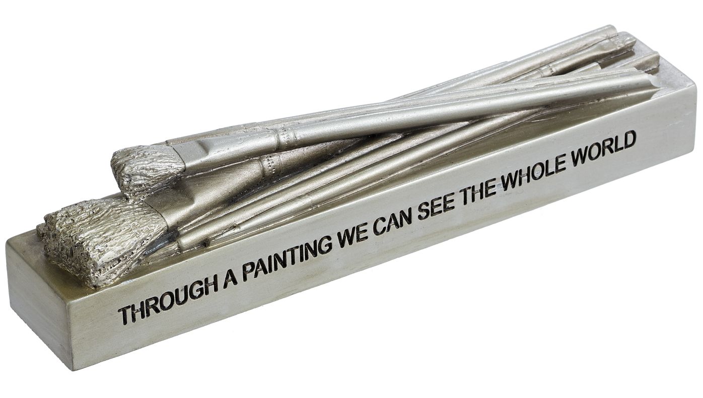 "Through a Painting We Can See the Whole World" Sculpted Art Brushes Paperweight