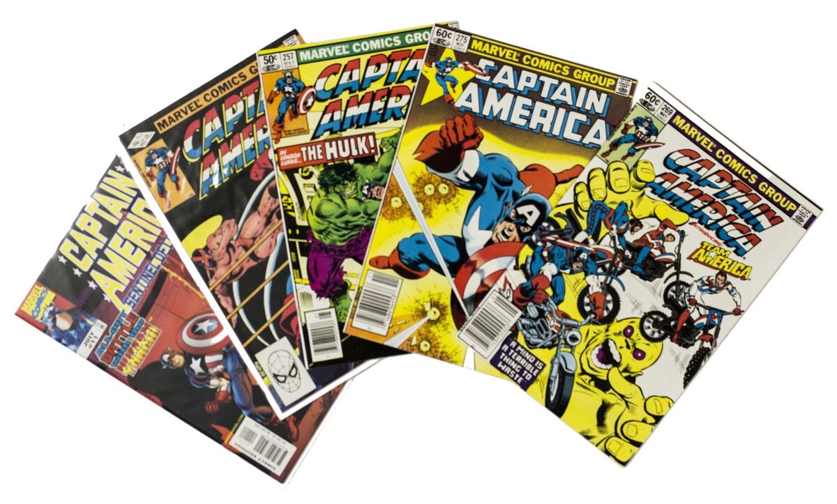 Captain America Framed Assorted Vintage Comic Books (3 Pack)