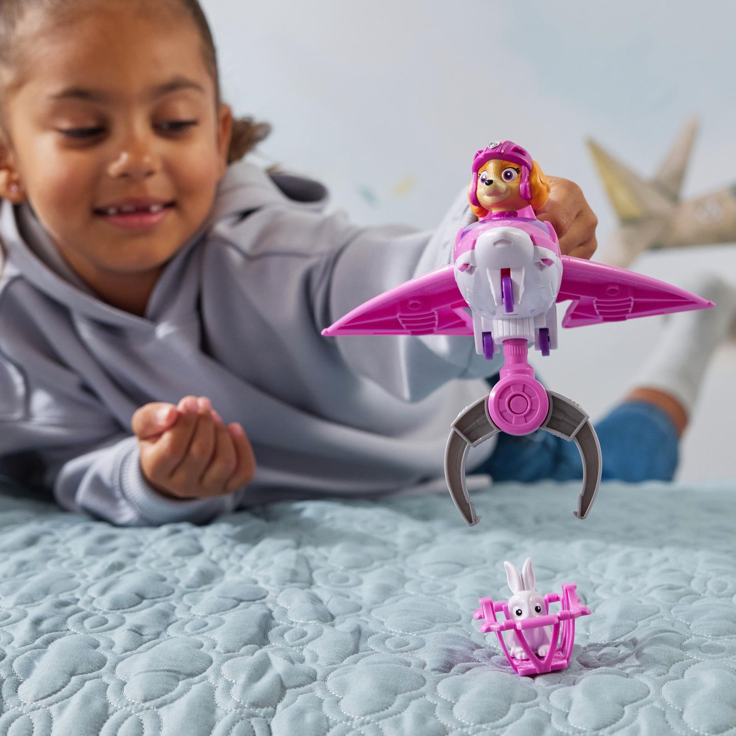 PAW Patrol: Air Rescue Skye Action Figure & Hero Claw Jet Plane with Retractable Claw, Rescue Basket & Bunny, Kids Toys for Boys & Girls Ages 3+