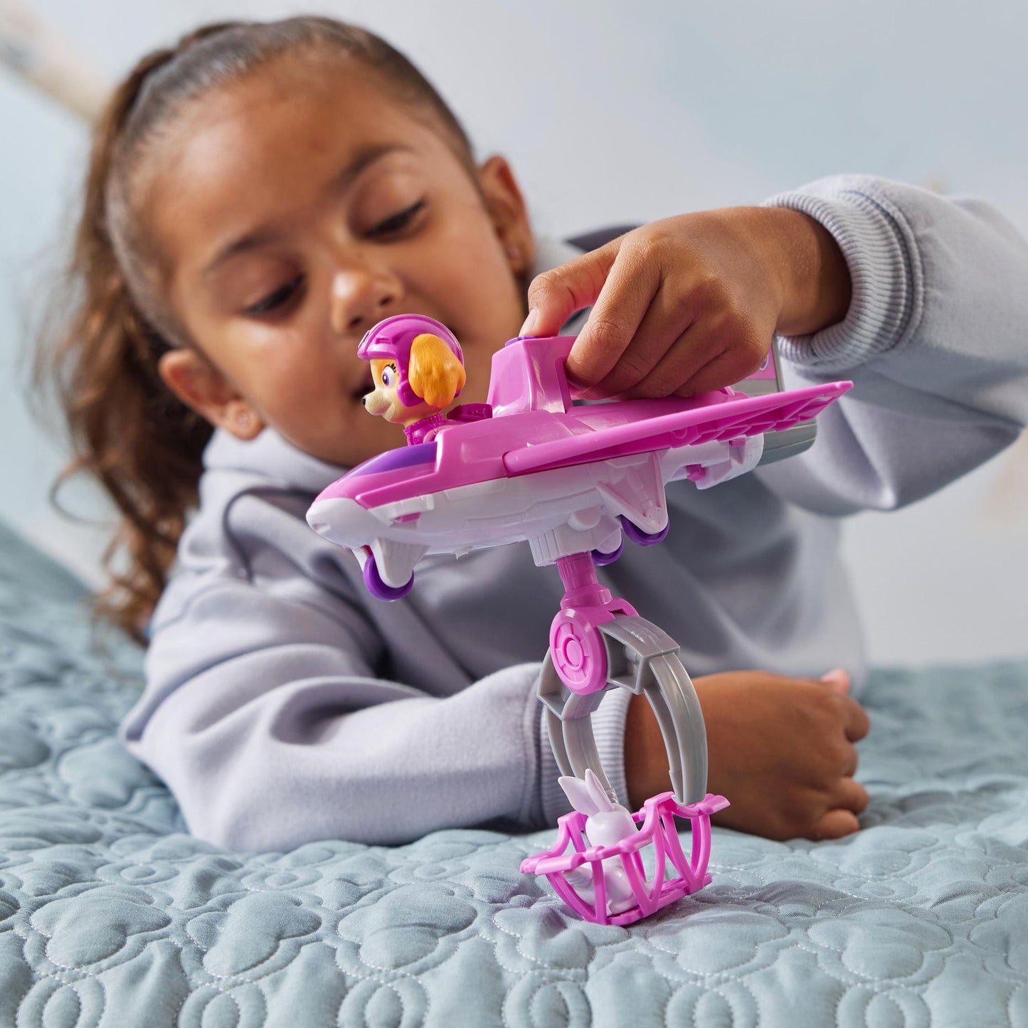 PAW Patrol: Air Rescue Skye Action Figure & Hero Claw Jet Plane with Retractable Claw, Rescue Basket & Bunny, Kids Toys for Boys & Girls Ages 3+