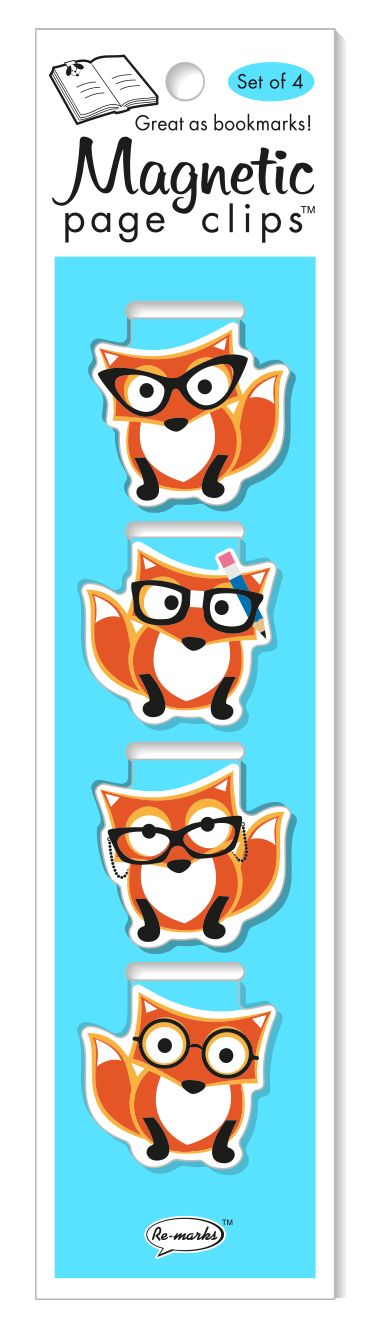 Woodsy Fox page clip bookmarks set of 4