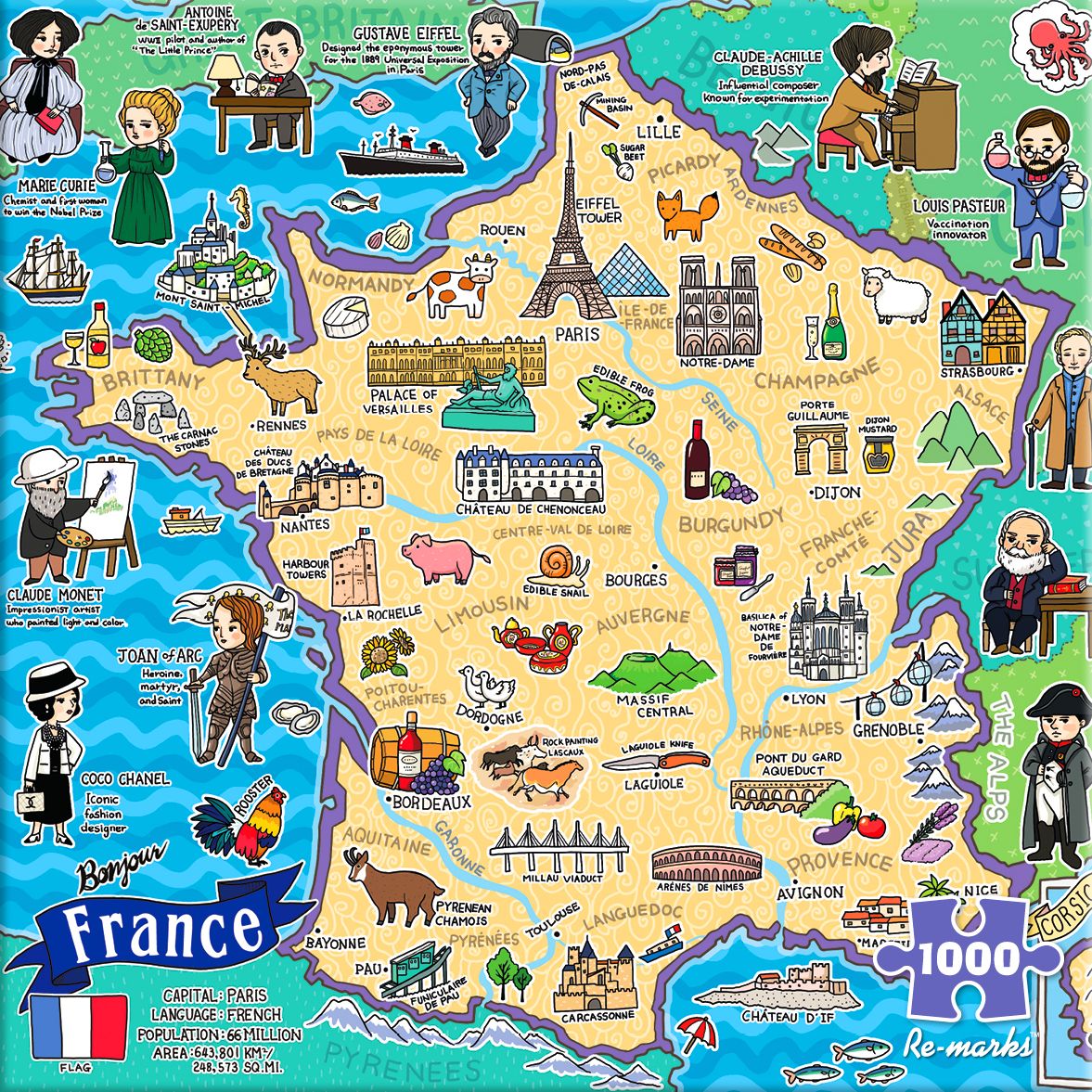 1000 Piece Map of France Puzzle