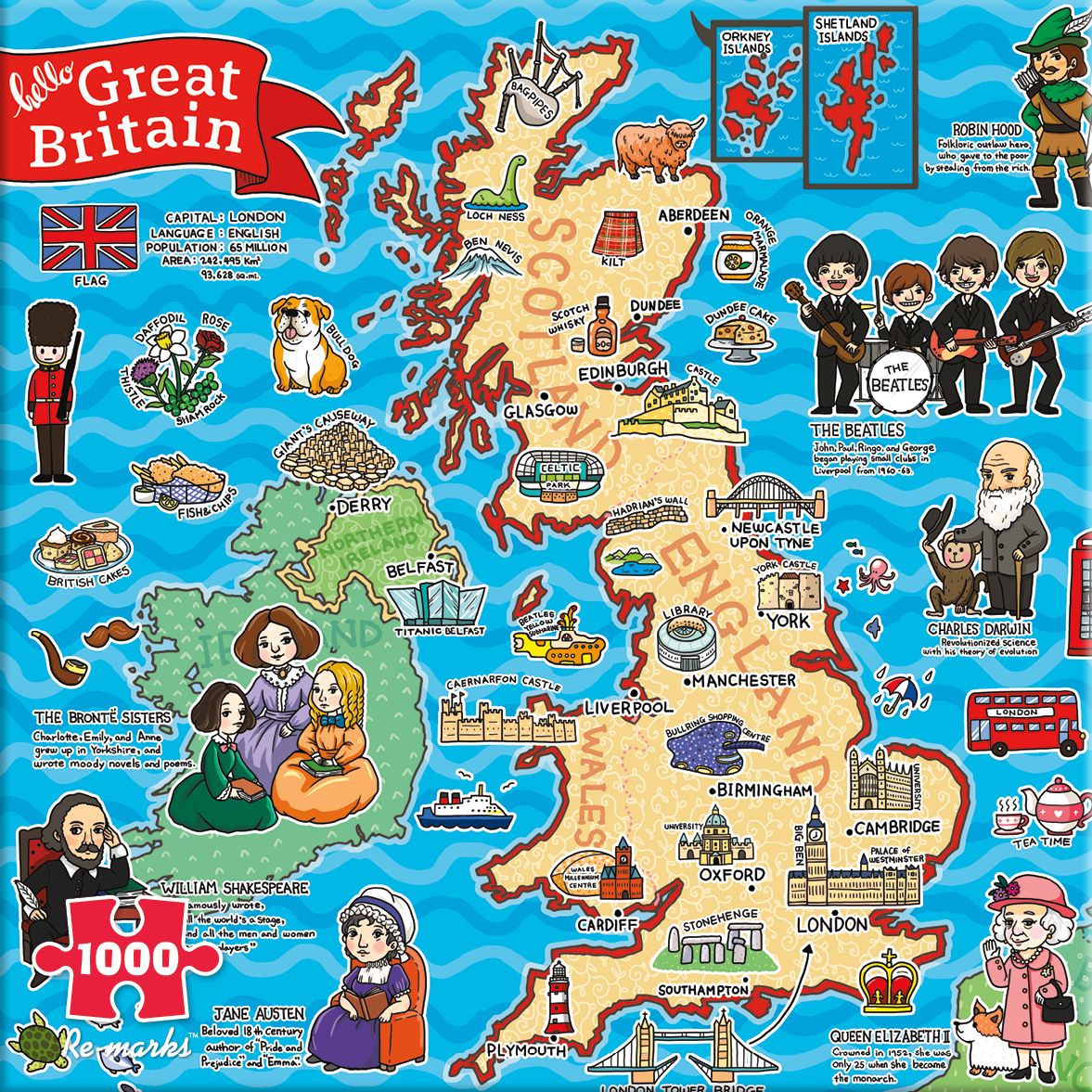 1000 Piece Map of Great Britain Puzzle