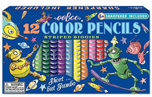 Set of 12 Robot Striped Biggies Color Pencils