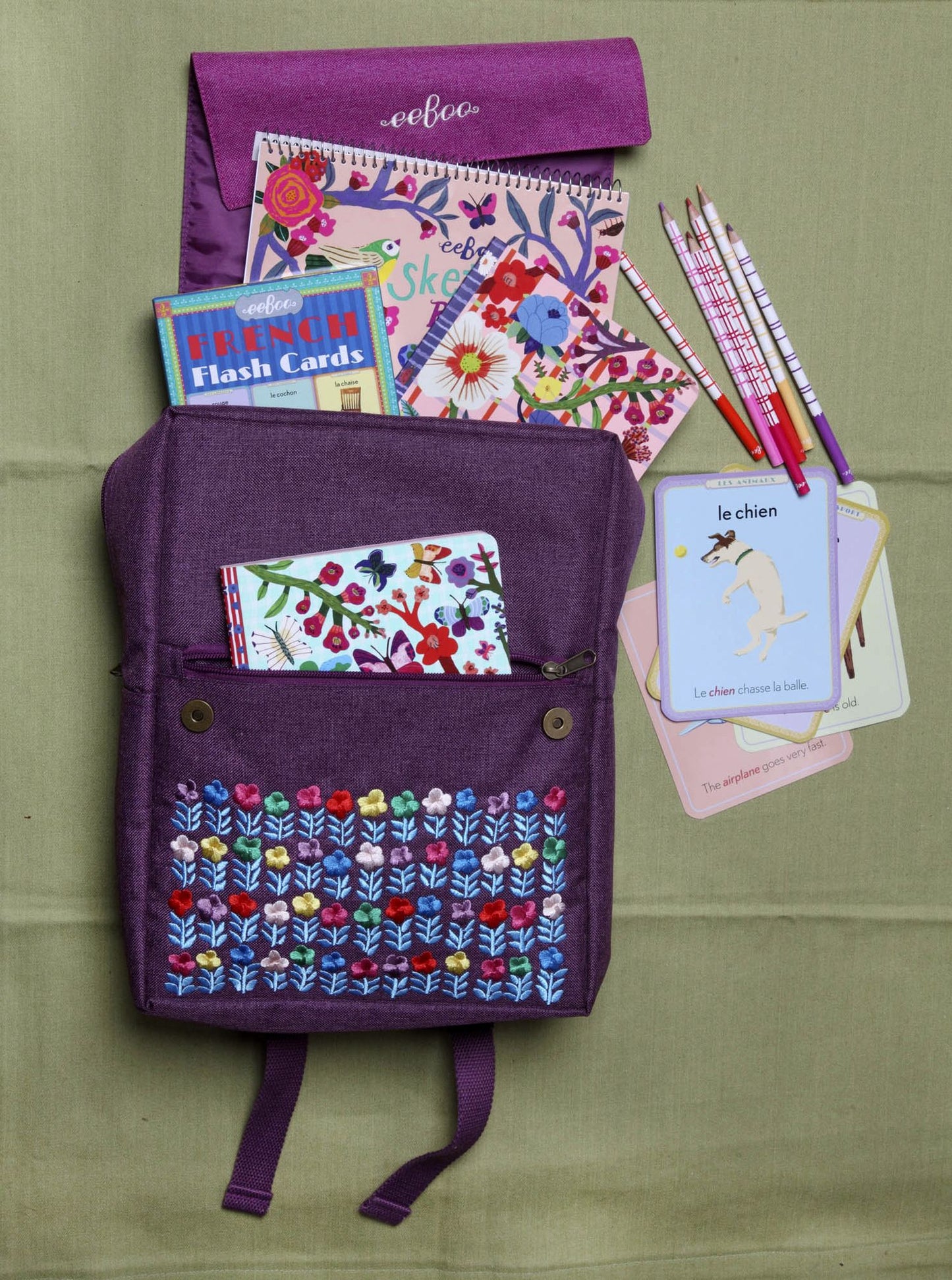 Flowerbed Embroidered Large Backpack