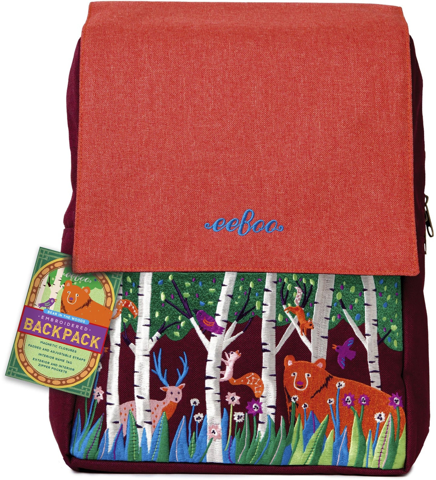 Bear in the Woods Embroidered Large Backpack