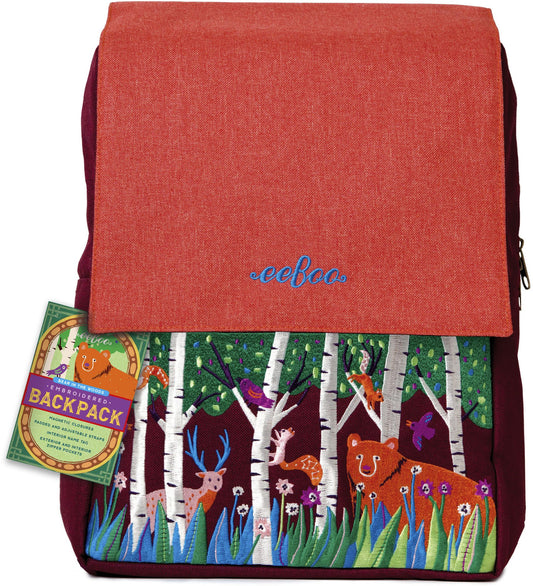 Bear in the Woods Embroidered Large Backpack