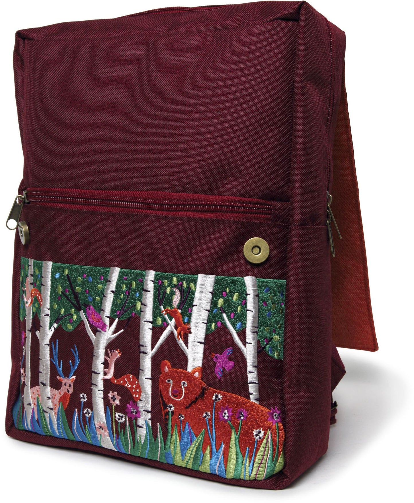 Bear in the Woods Embroidered Large Backpack