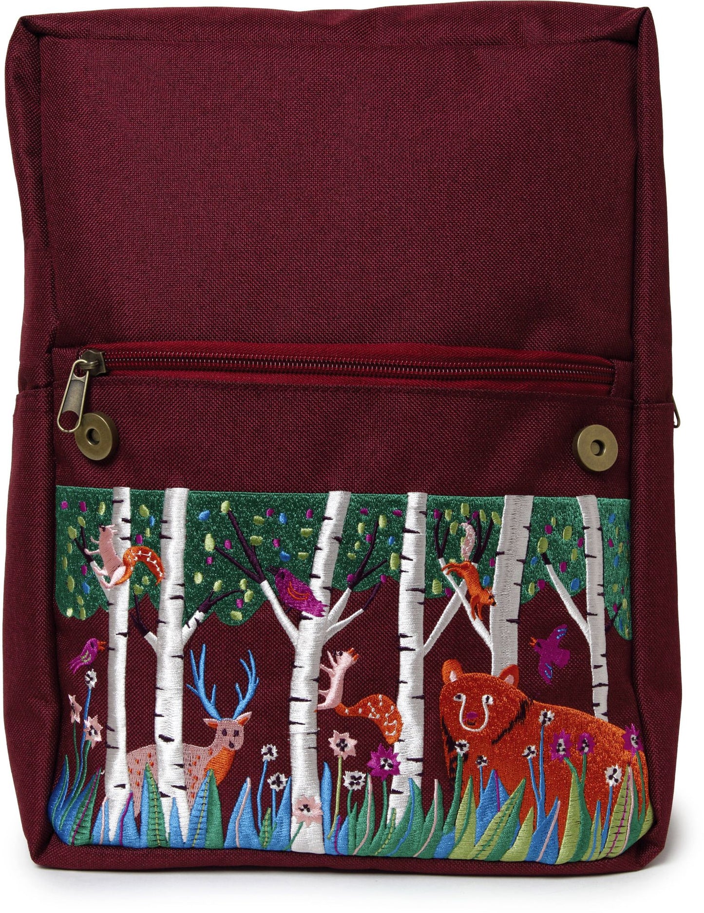 Bear in the Woods Embroidered Large Backpack