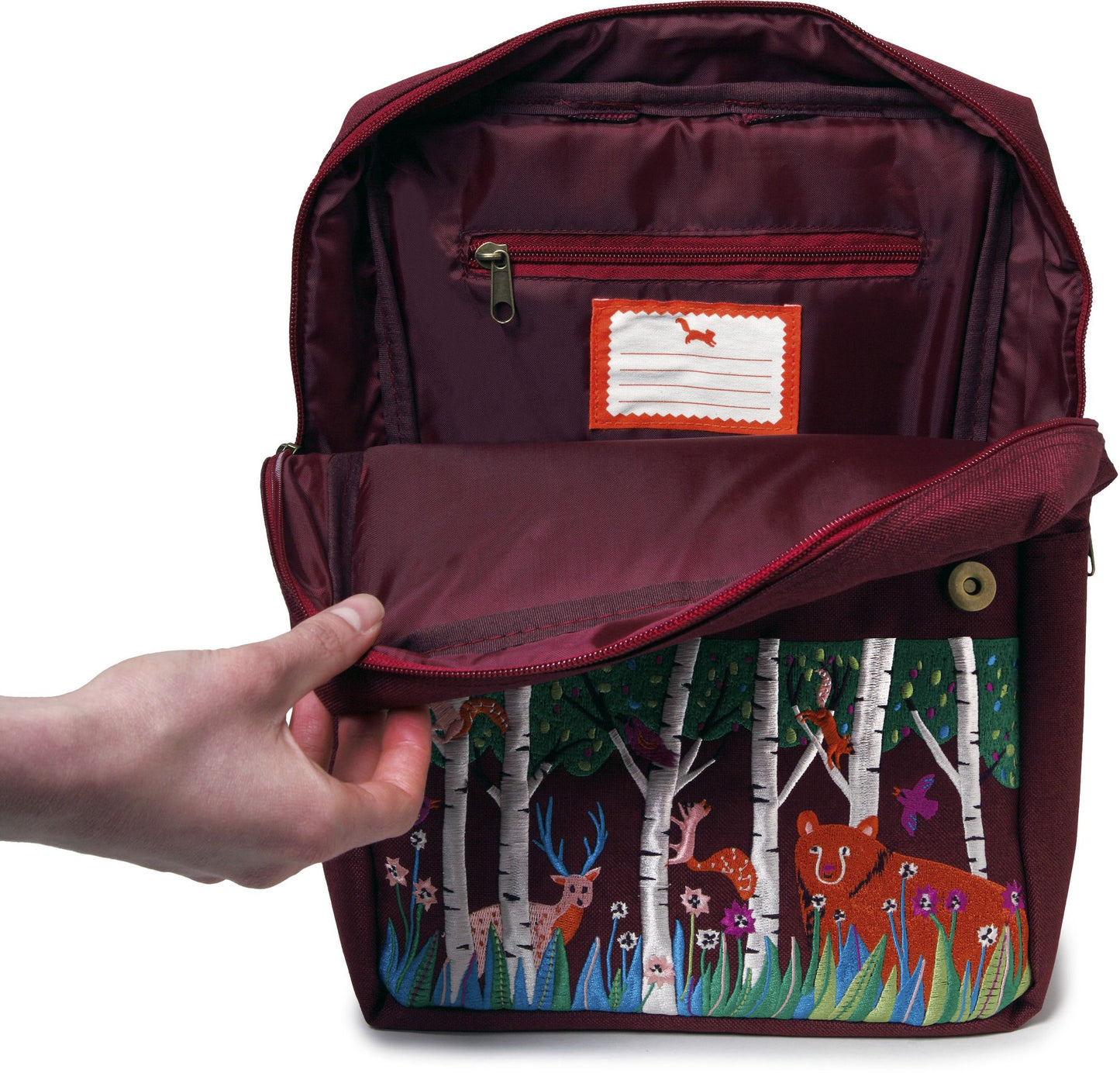 Bear in the Woods Embroidered Large Backpack
