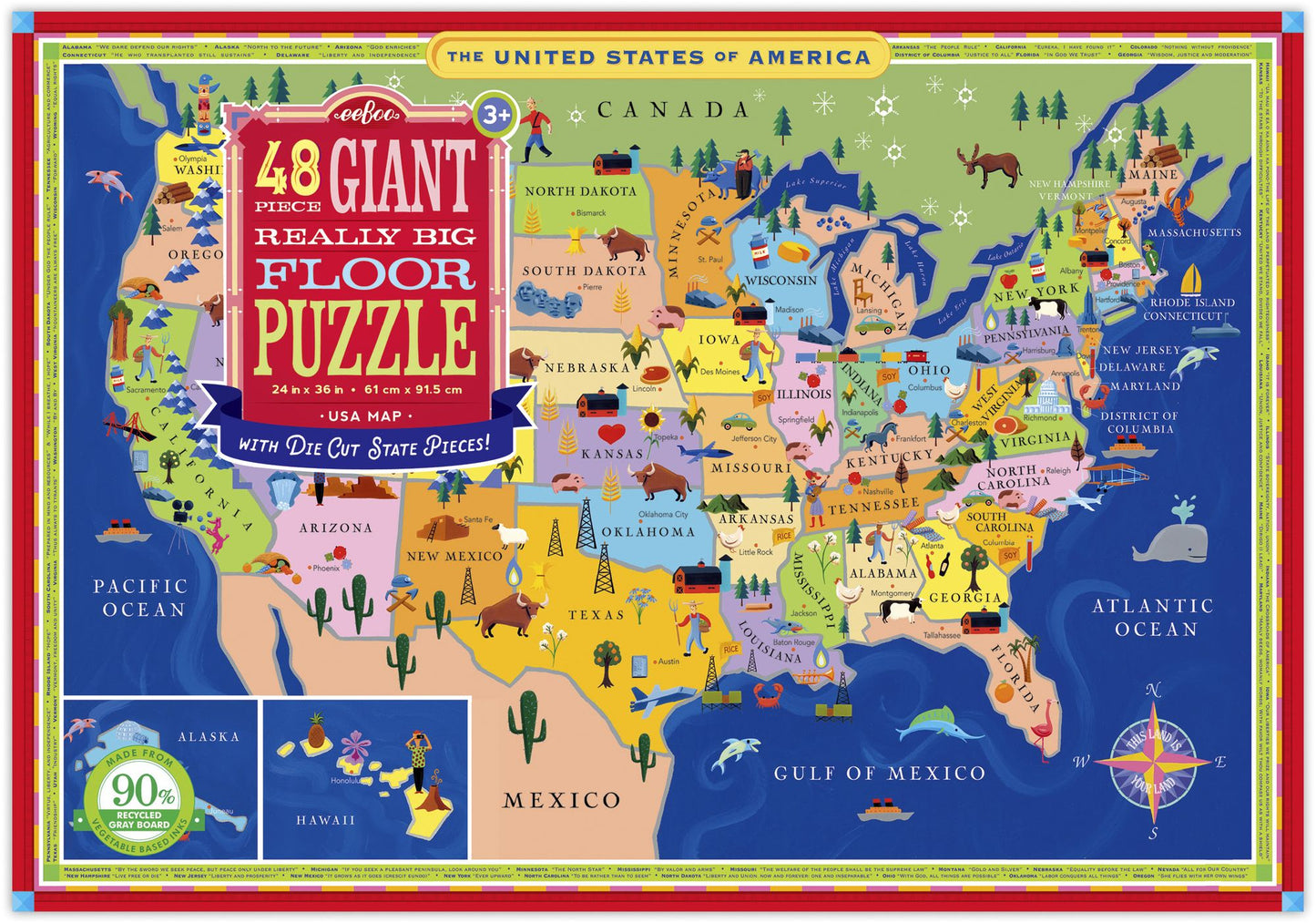 48 PC Giant Really Big Floor Puzzle USA