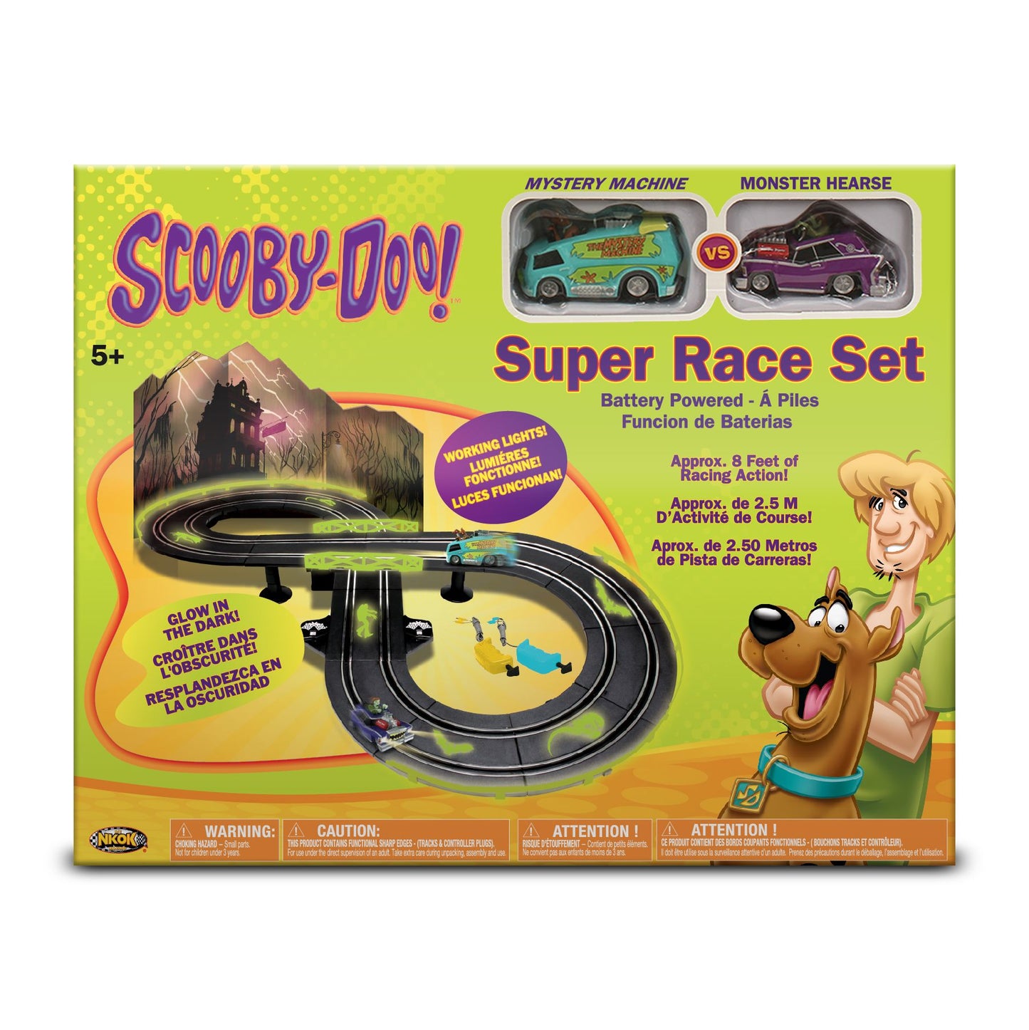 NKOK Glow In The Dark Scooby-Doo RC Slot Car Race Set