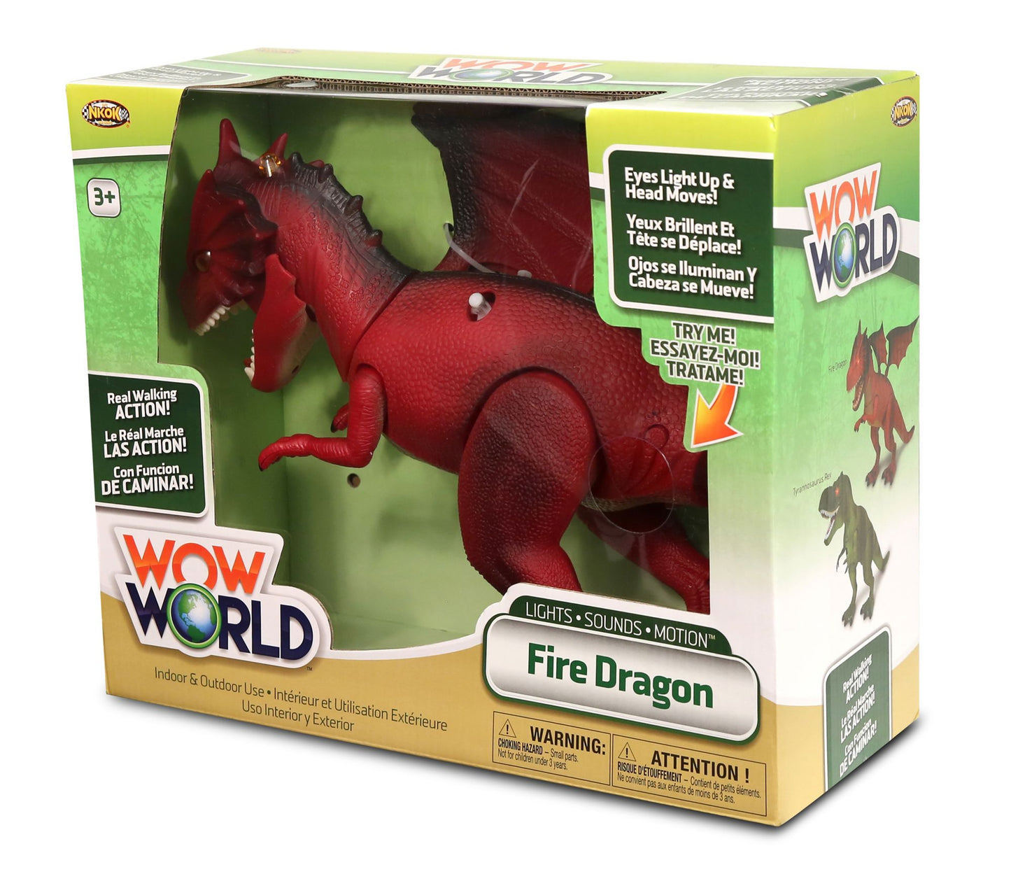 NKOK WowWorld Fire Dragon Dinosaur Figure (Lights Up)