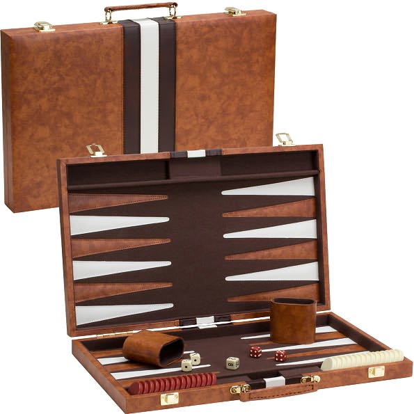 Brown & White Backgammon 18 Inch Set