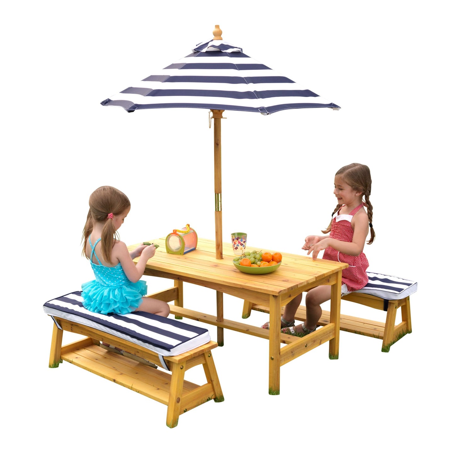 Kidkraft Outdoor Table & Bench Set w/ Cushions/Umbrella