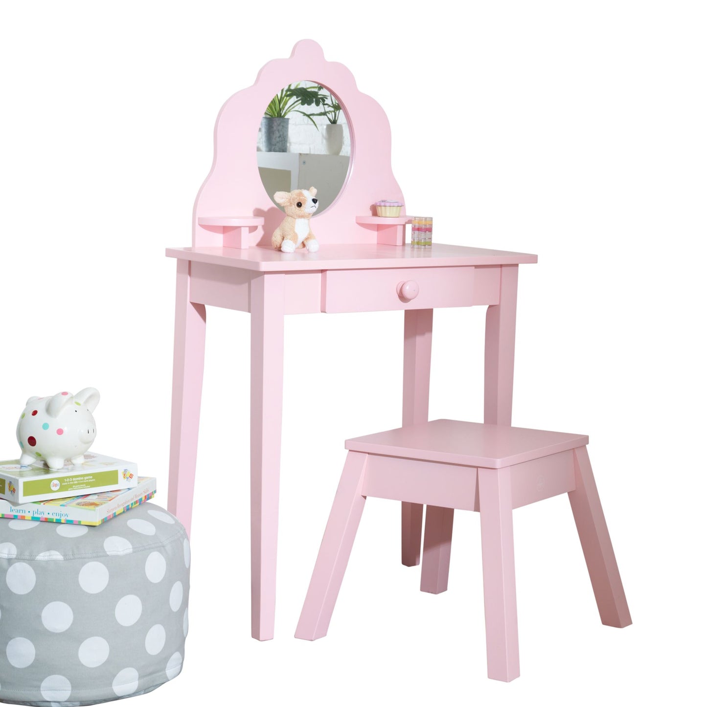 Medium Diva Vanity Table & Stool - Pink