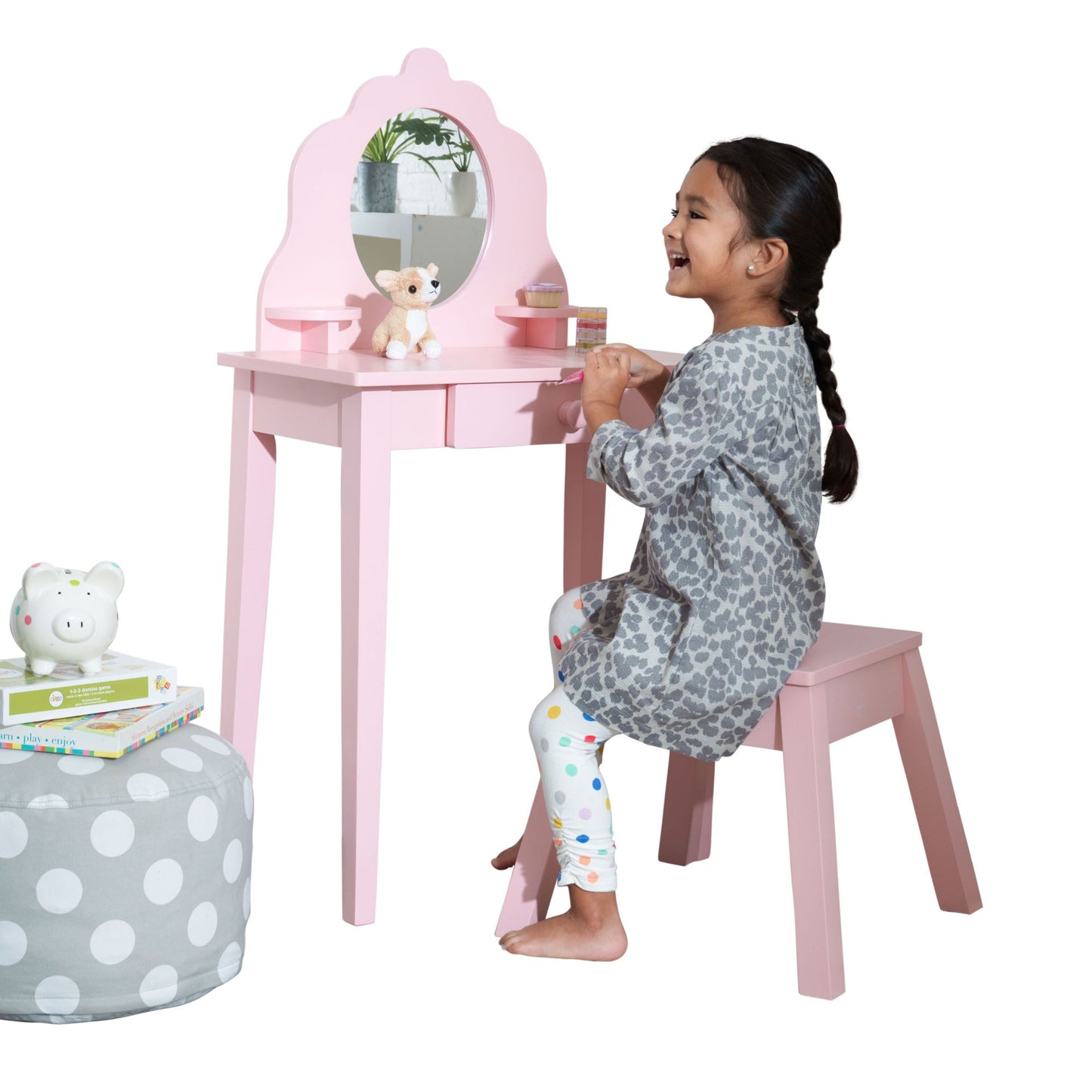 Medium Diva Vanity Table & Stool - Pink