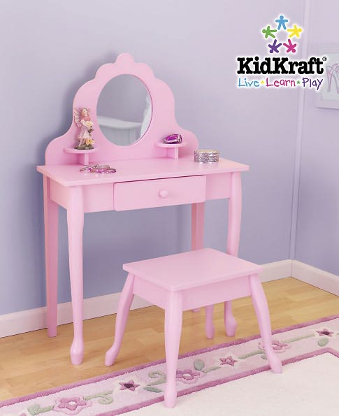 Medium Diva Vanity Table & Stool - Pink