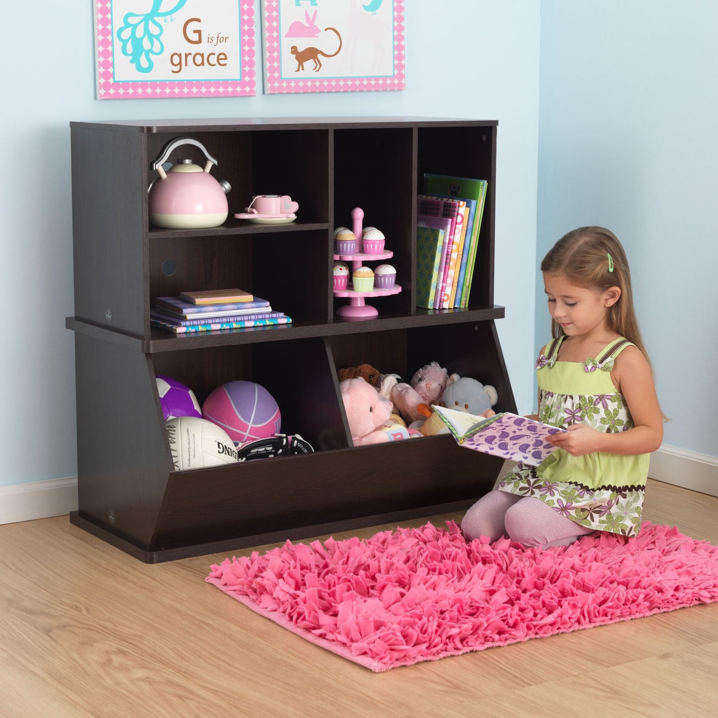 Storage Unit with Shelves in Espresso