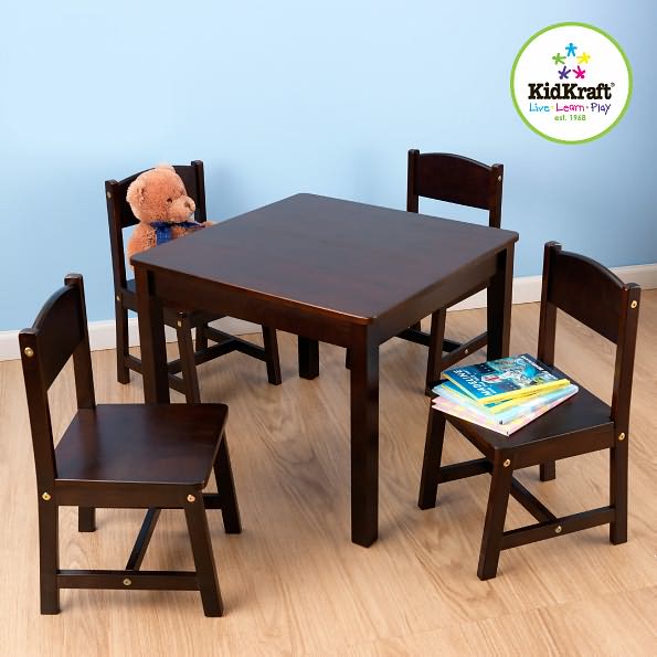 Farmhouse Kids'' Table and Chairs Set in Espresso