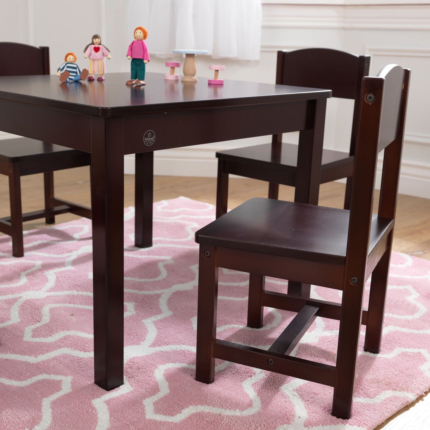 Farmhouse Kids'' Table and Chairs Set in Espresso