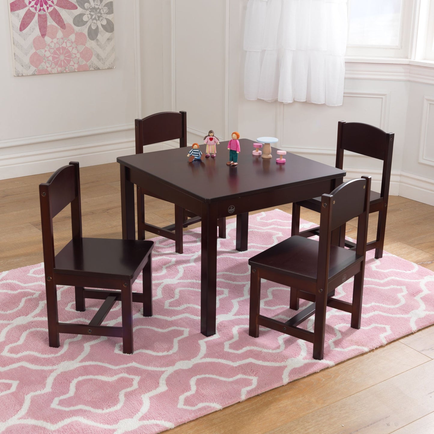 Farmhouse Kids'' Table and Chairs Set in Espresso