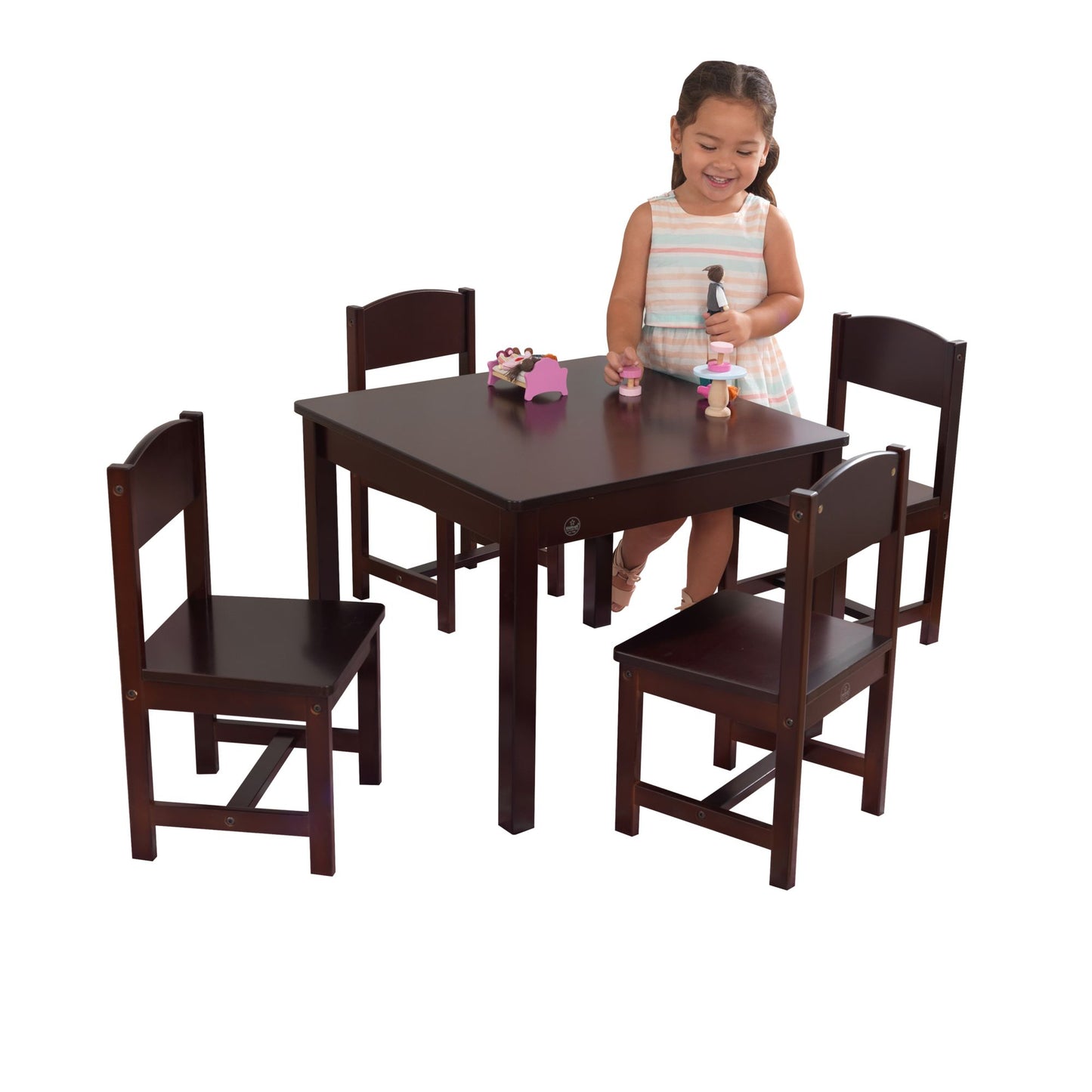 Farmhouse Kids'' Table and Chairs Set in Espresso