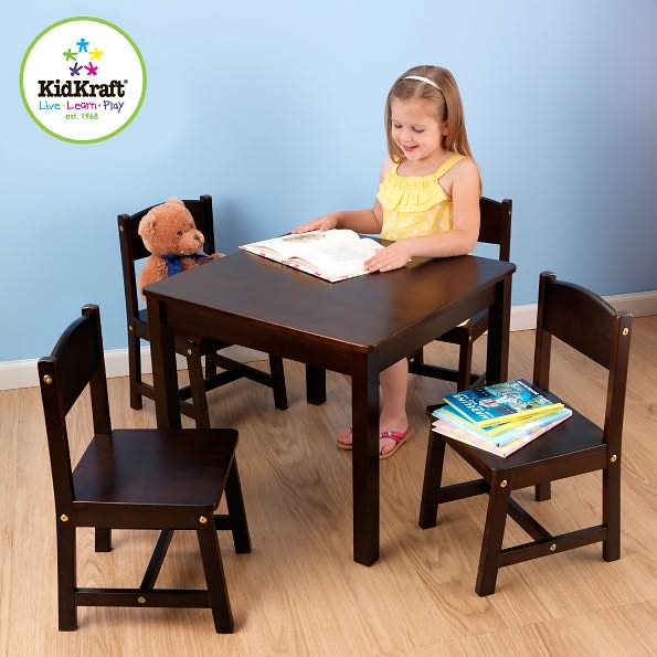 Farmhouse Kids'' Table and Chairs Set in Espresso