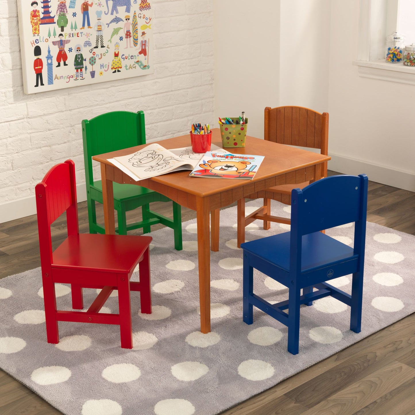 KidKraft Nantucket Table and 4 Chair Set In Primary