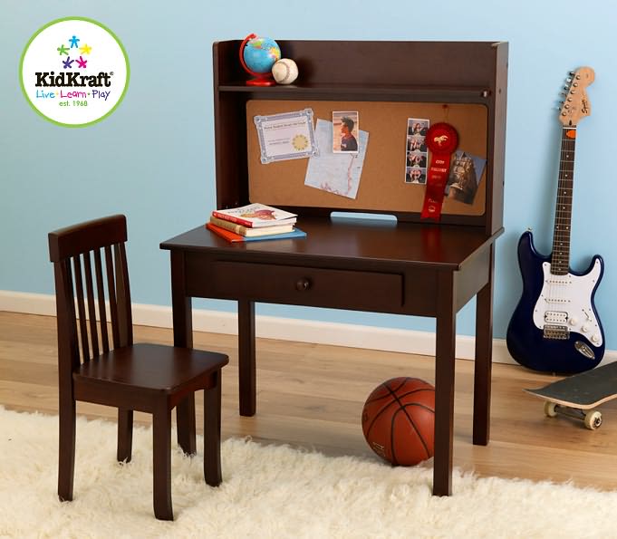 Pinboard Desk with Hutch and Chair