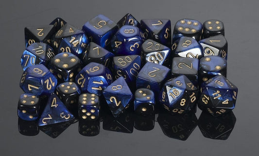 Gemini Black-Blue Gold 7 Die Set Polyhedral