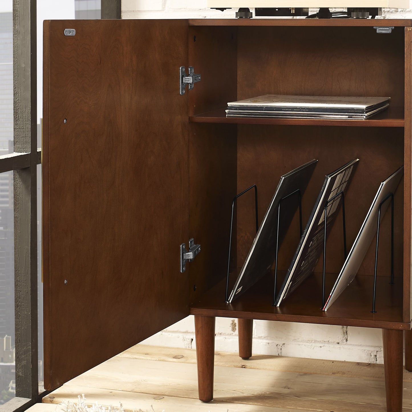Everett Record Player Stand in Mahogany Finish