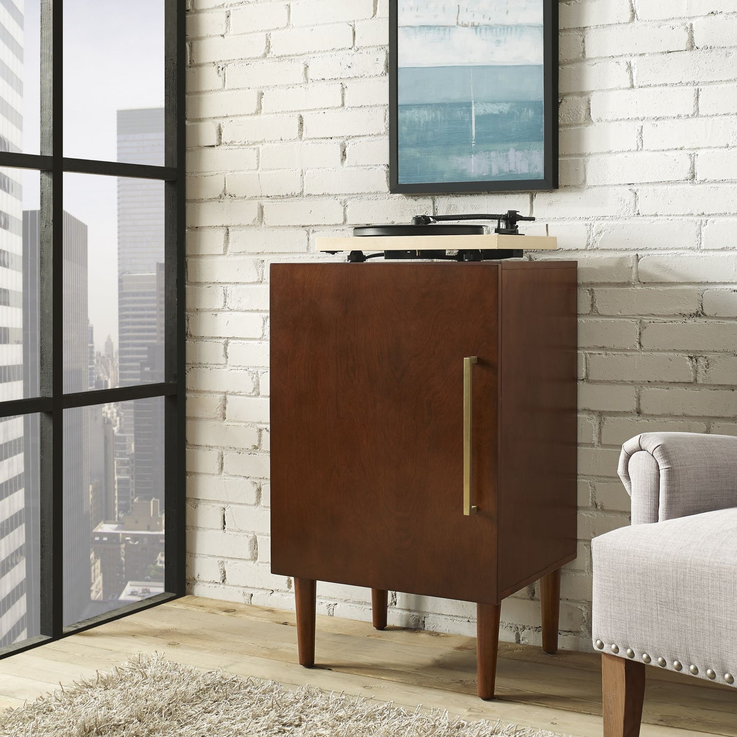 Everett Record Player Stand in Mahogany Finish