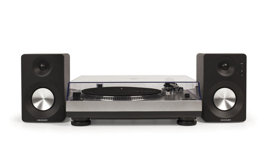 Crosley K100A-SI Turntable with Speakers- Silver