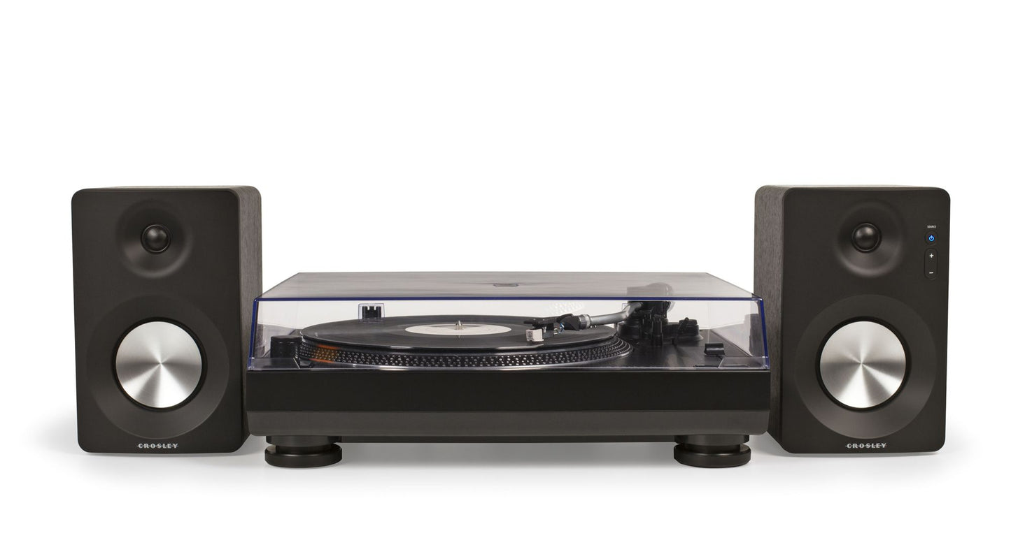 Crosley K200 Turntable with Speakers- Black