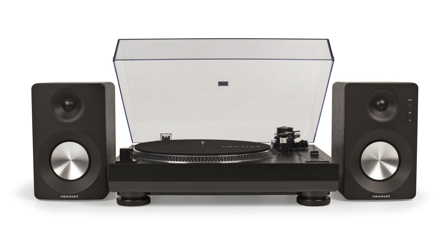 Crosley K200 Turntable with Speakers- Black