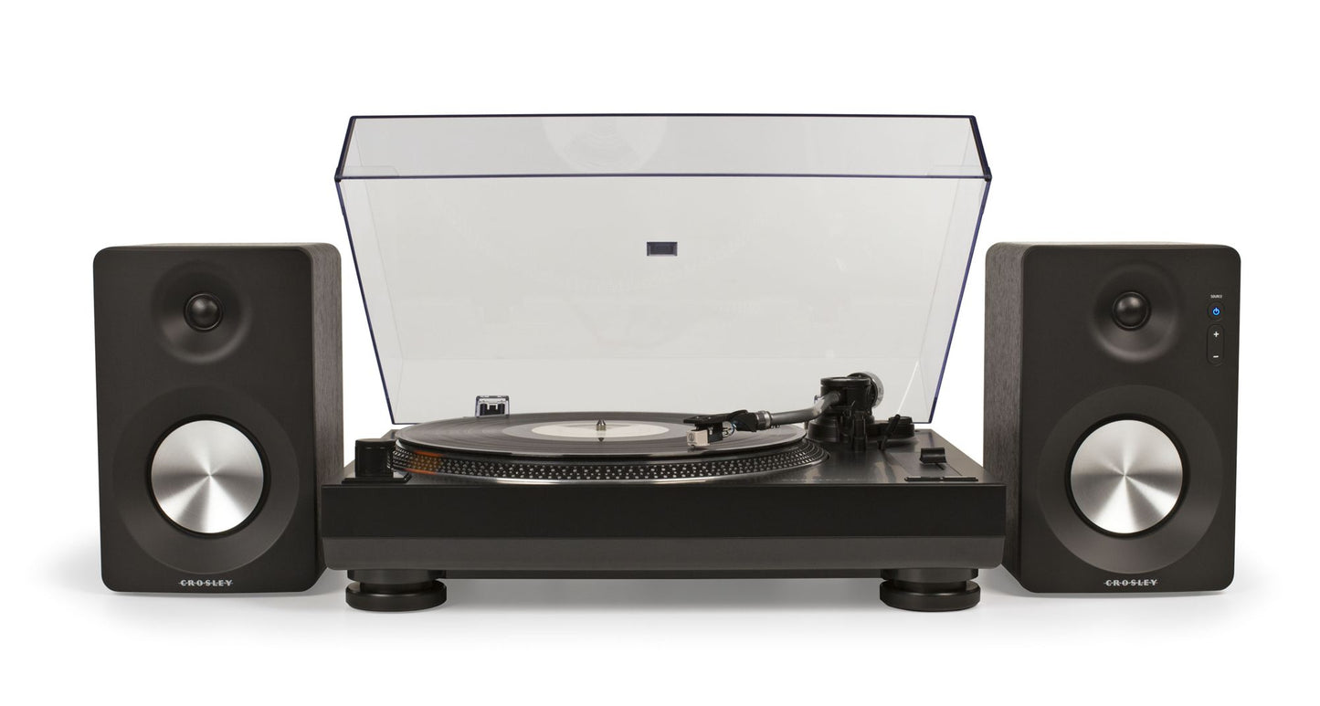 Crosley K200 Turntable with Speakers- Black