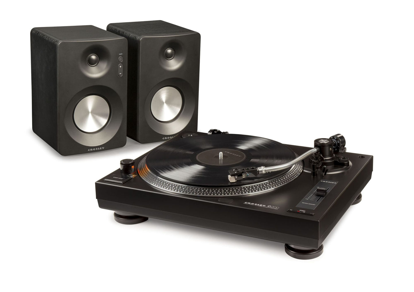 Crosley K200 Turntable with Speakers- Black