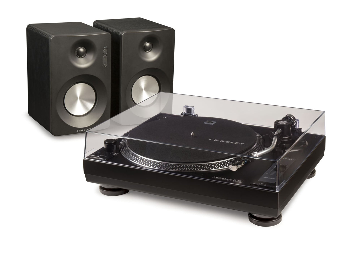 Crosley K200 Turntable with Speakers- Black