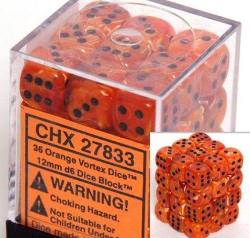 Vortex 12mm d6 Orange/black Dice Block