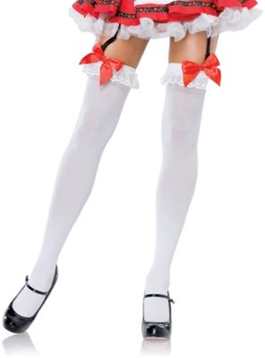 Leg Avenue 178229 Ruby Red Satin Bow Thigh Highs Adult