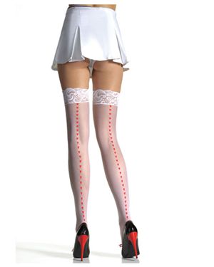 Leg Avenue 1016LA Lace Top Stockings W/Red Hearts
