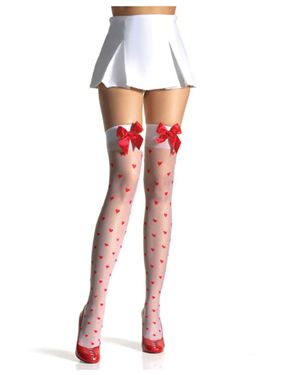 Leg Avenue 1018QLA Plus Size Thigh Highs W/Red Hearts