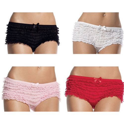 Leg Avenue 156582 Ruffled Tanga Shorts Adult- Black