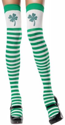Leg Avenue 157978 Clover Top Green and White Thigh Highs Adult