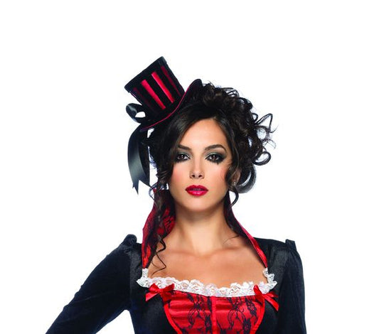 Leg Avenue 187692 Deluxe Mini Top Hat- Red-Black Adult