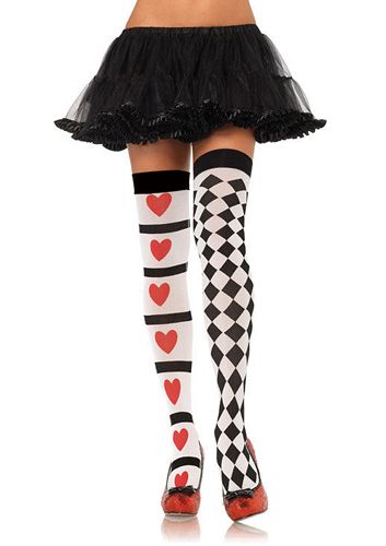 Leg Avenue 198983 Harlequin And Heart Thigh Highs- Adult