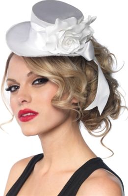 Leg Avenue 198977 White Satin Top Hat- Adult