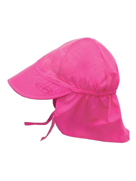 I Play Solid Flap Sun Protection Hat, Hot Pink, Newborn (0-6 mo)